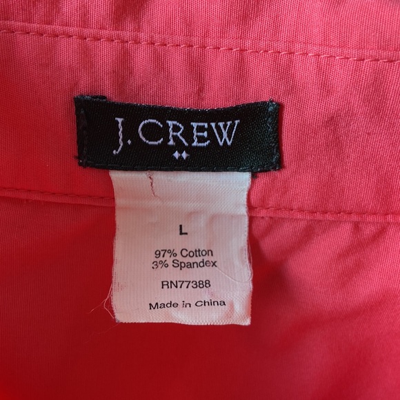 J Crew Haberdashery Stretch Cotton Shirt Vibrant Coral Size Large EUC - Picture 8 of 12